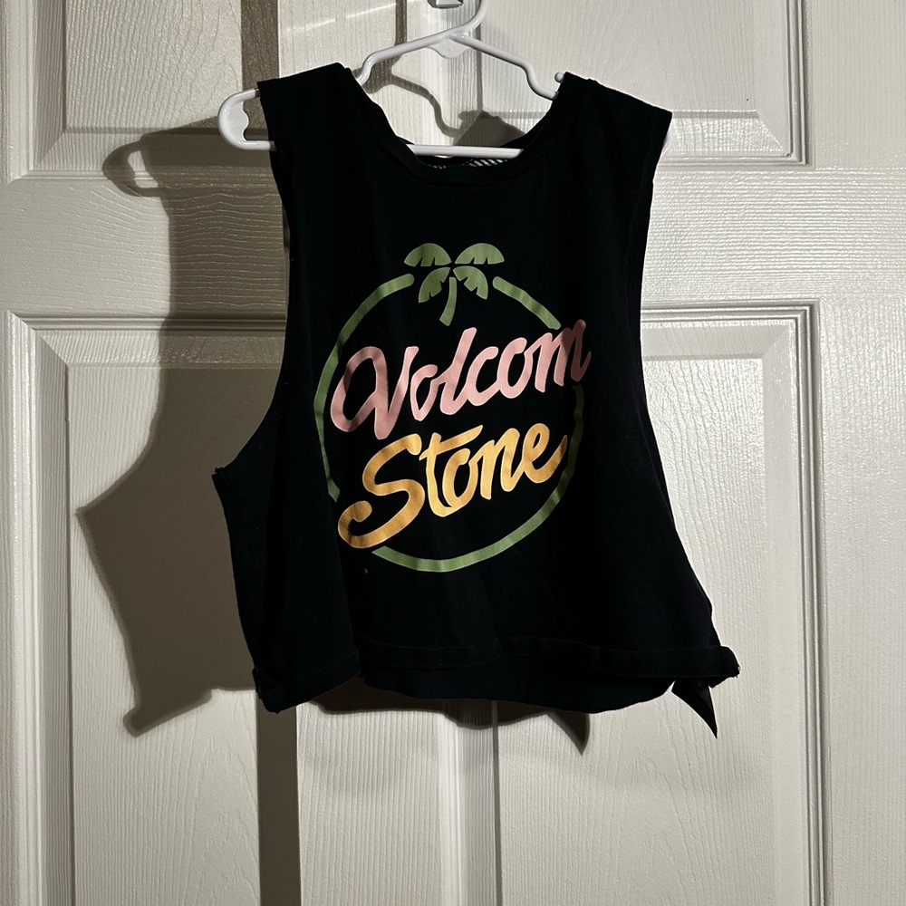 Volcom Black Crop Top with Multicolor Logo
